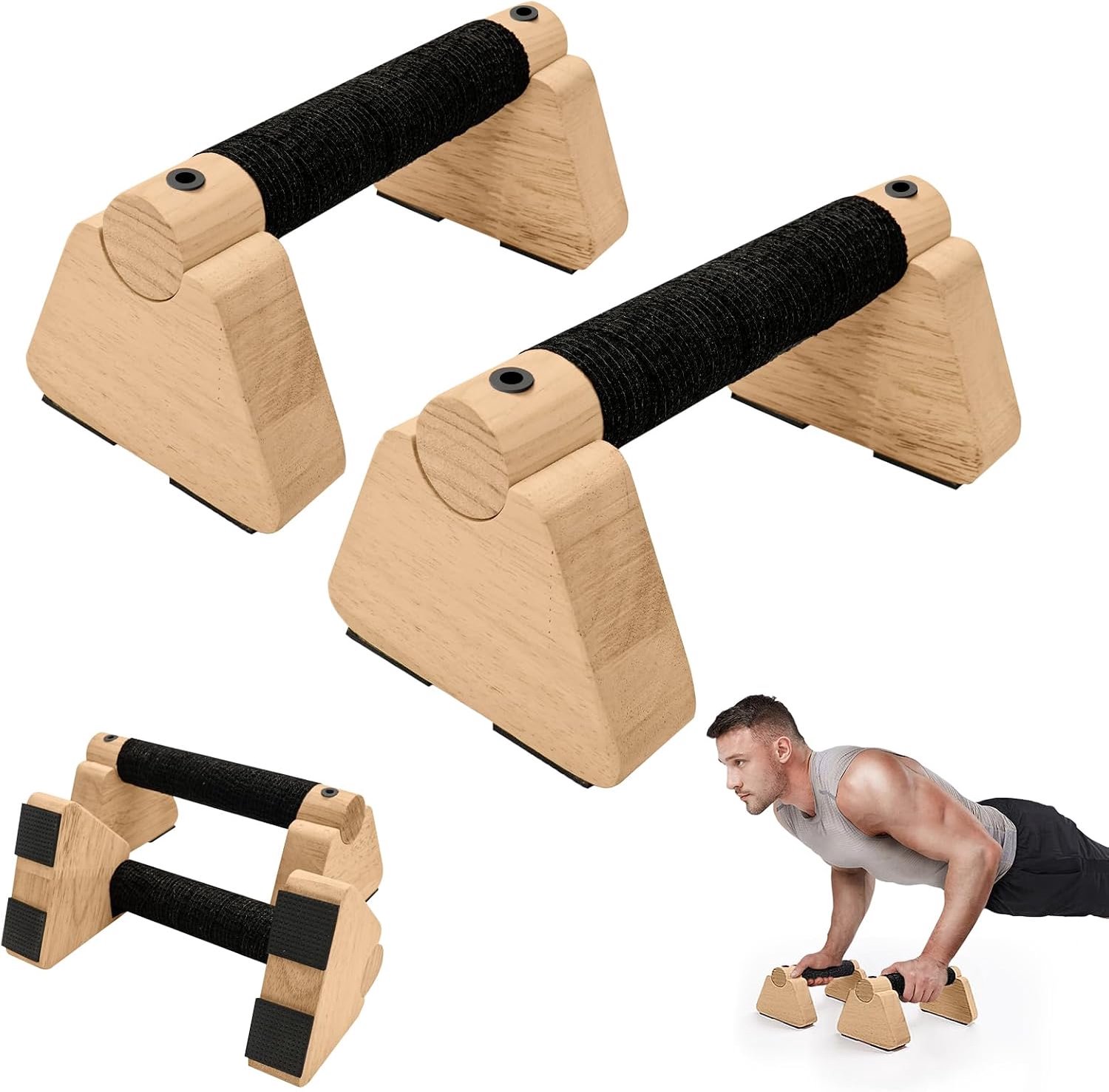 Bars - Houten Calisthenics Apparatuur voor Handstand Training, Push Up Bars & Calisthenics Bar - Handstand Blokken en Pushup Handgrepen voor Mannen