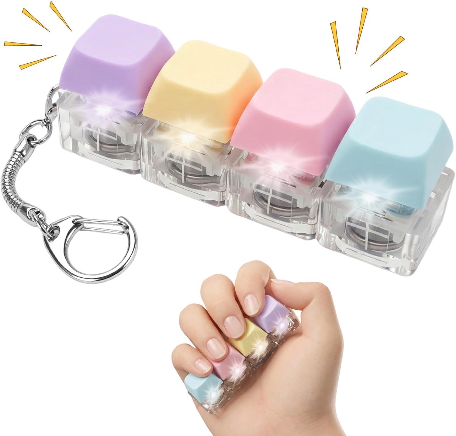 Toetsenbord Fidget Toy - Multikleur - Compact Sleutelhanger met LED-lampje - Creatief en Duurzaam Fidget Speelgoed voor Mannen en Vrouwen