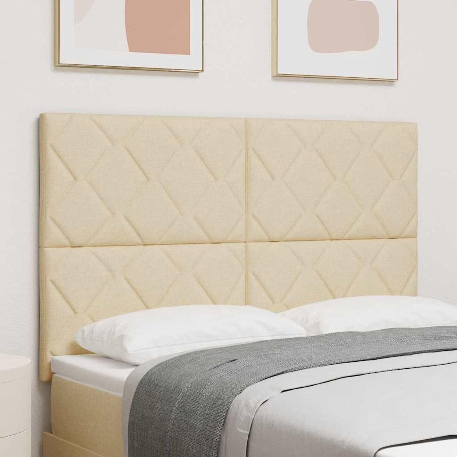 Hoofdeinde 160 cm, crèmekleurig, rechthoekig, gevoerd, modern, wandmontage, rugleuning voor tweepersoonsbed, slaapkamer