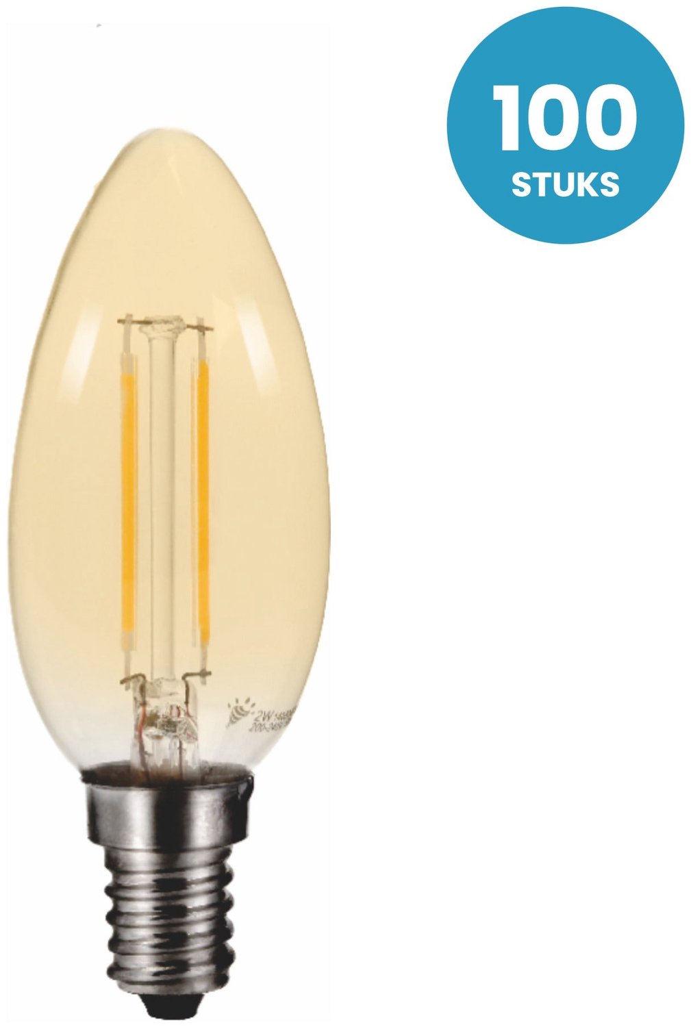 Kaarslamp E14 C35 - LED 4W=25W - 360 Lumen - Amber 2200K - 100 stuks - 230V - niet dimbaar