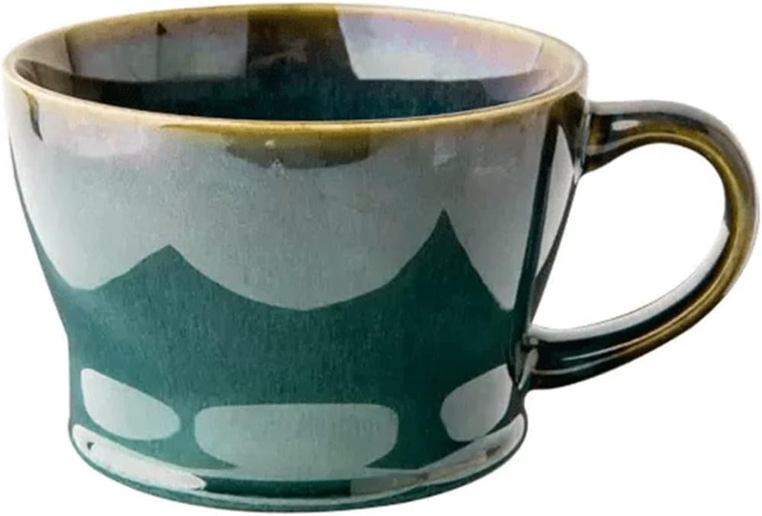 Bekers 550ML Vintage Geleidelijke Groene Keramische Koffiekopje Thuis Gepersonaliseerde Mok Kantoor Eenvoudige Theekop Ontbijtbeker Havermoutbeker Kopje koffie drinken