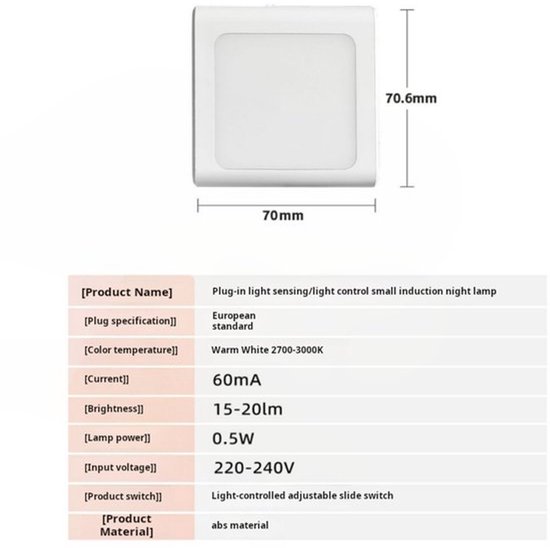 2 Stuks LED-nachtlampje plug-in/stopcontact -nachtlampje met dag/nacht sensor - plugin ledlamp – Nachtlampje - warm licht – dimbaar – Voor in de baby/kinder kamer van Oemmn — afbeelding 2