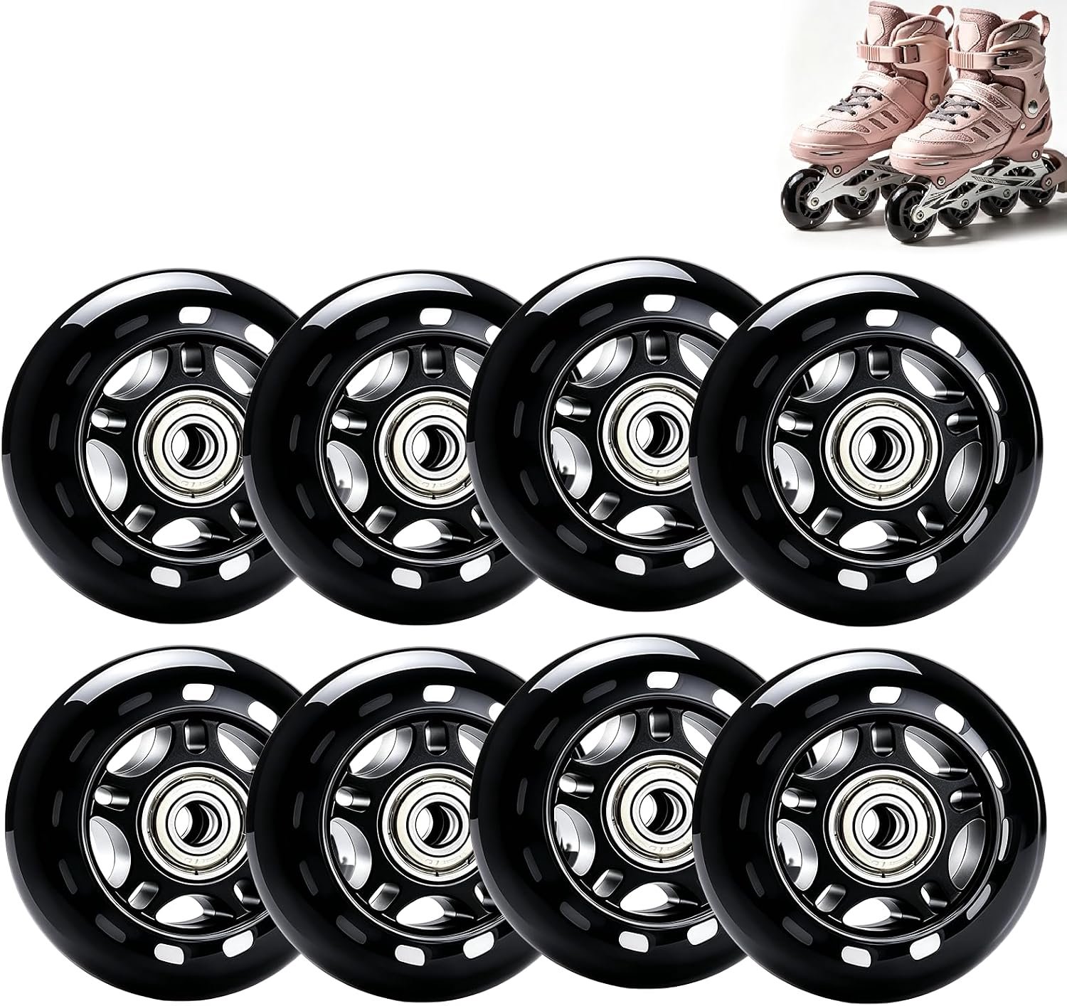 8 stuks 70 mm inline skates: inline skate wielen met kogellager, inline skate onderdelen wielen voor alle soorten rolschaatsen voor indoor outdoor rolschaatsen bagage training
