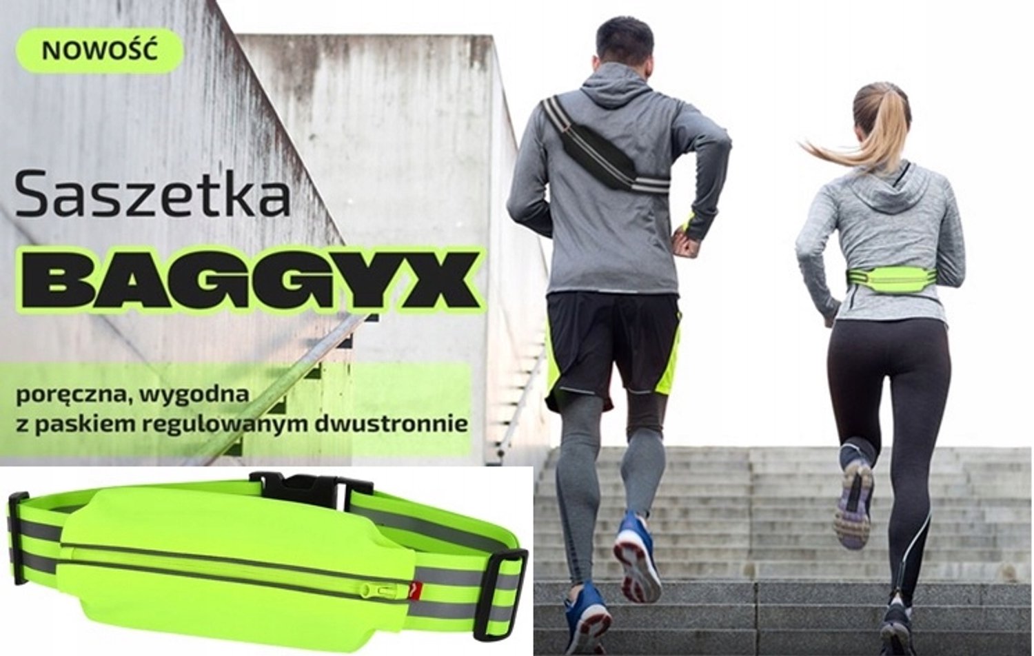 Merkloze Gele Reflecterende Heuptas - Lichtgewicht & Verstelbaar