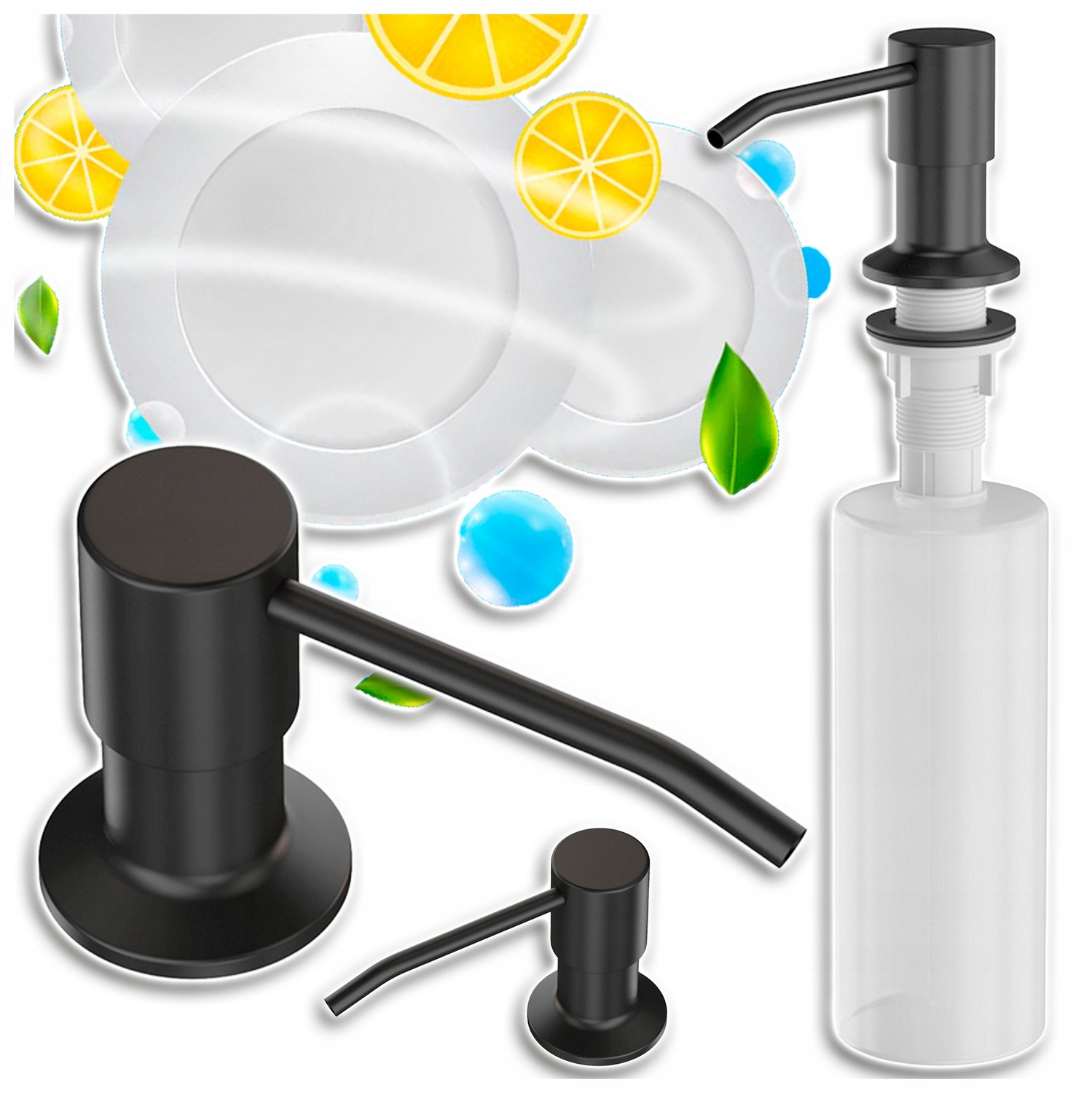 Zwarte Keukendoseerdispenser 500ml - Inbouw Zeepdispenser