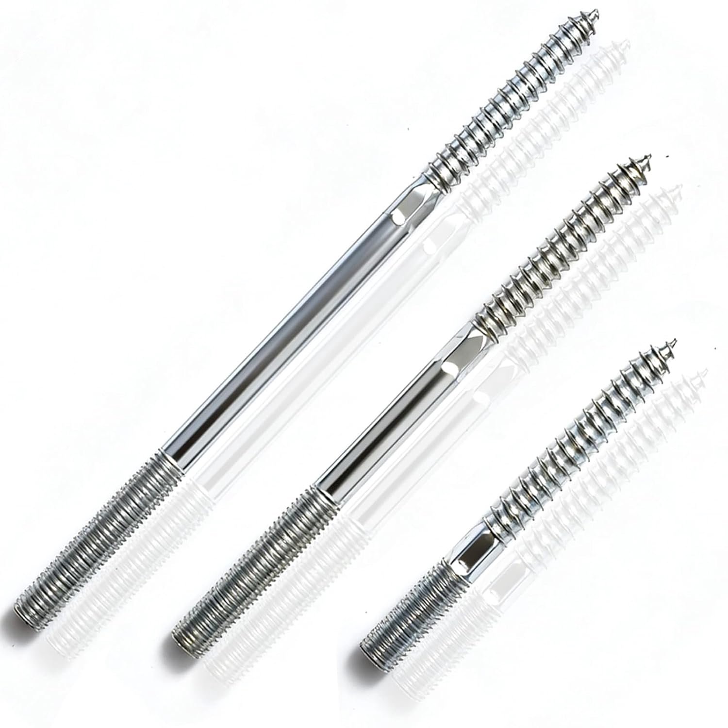 M8x60mm Stokschroef 20 stuks TX25 Stokschroeven M8 Verzinkte koolstofstaal houtschroeven met dubbel schroefdraad Geschikt voor houten meubels en industriële toepassingen