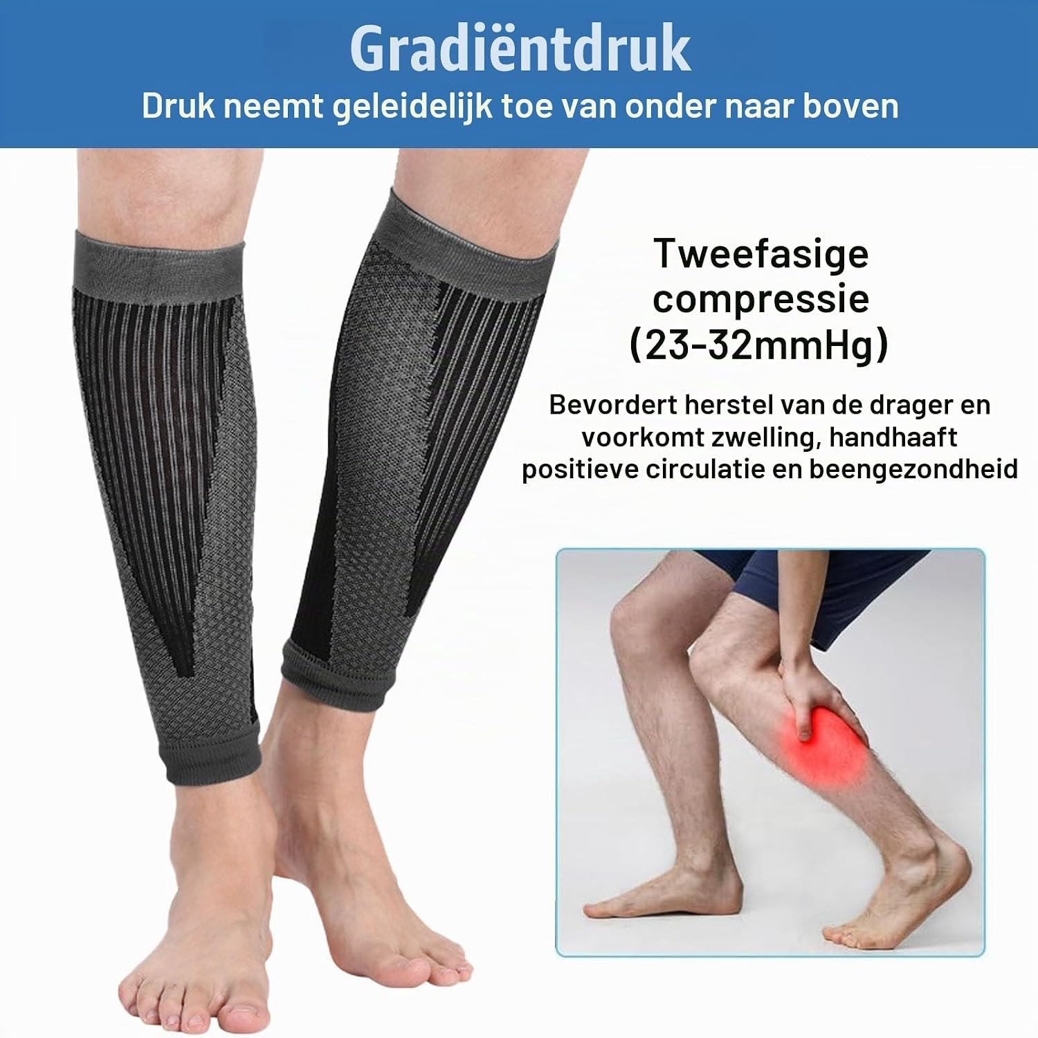Premium Compressiekousen voor Mannen en Vrouwen - Calf Compression, Sport- en Medisch Gebruik, Ondersteuning en Comfort