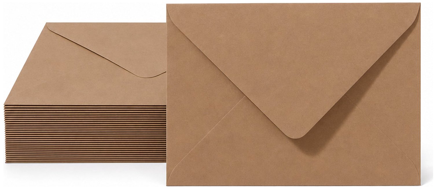 Enveloppen Bruin 15.6x22 cm - 60 stuks - 120 gram - Bruine Enveloppen A5 - Wenskaart Envelop