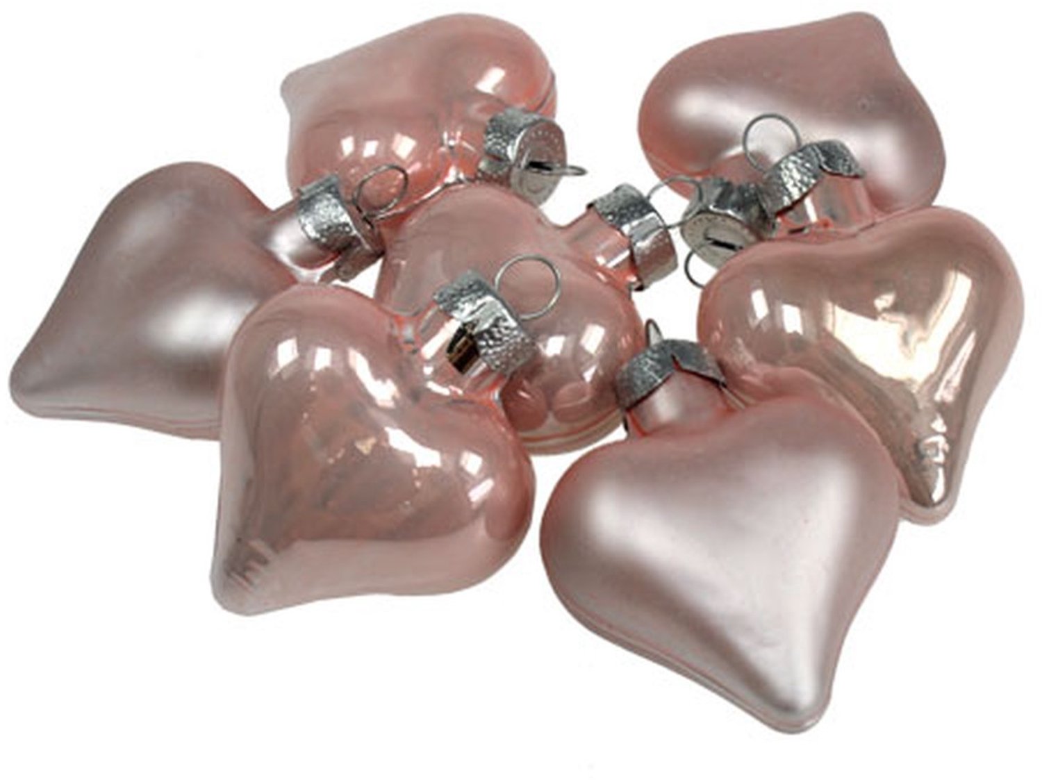 Mini glazen hartjes roze 4cm 12 st