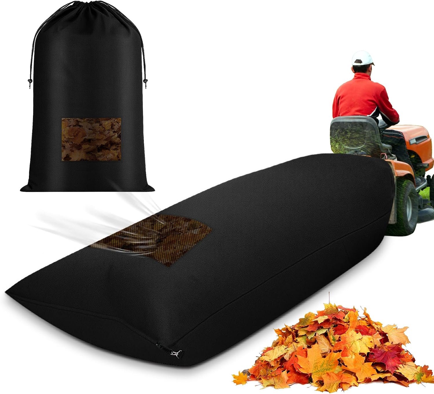 YAGXIG Gazontractor Bladzak - Bladopvangzak - Bladverzamelaar - 420D materiaal - Grote capaciteit - Met ademende bodem en ritssluiting - Compatibel met 48 inch zitgrasmaaiers (199,9 x 129,8 cm) - 1 stuk