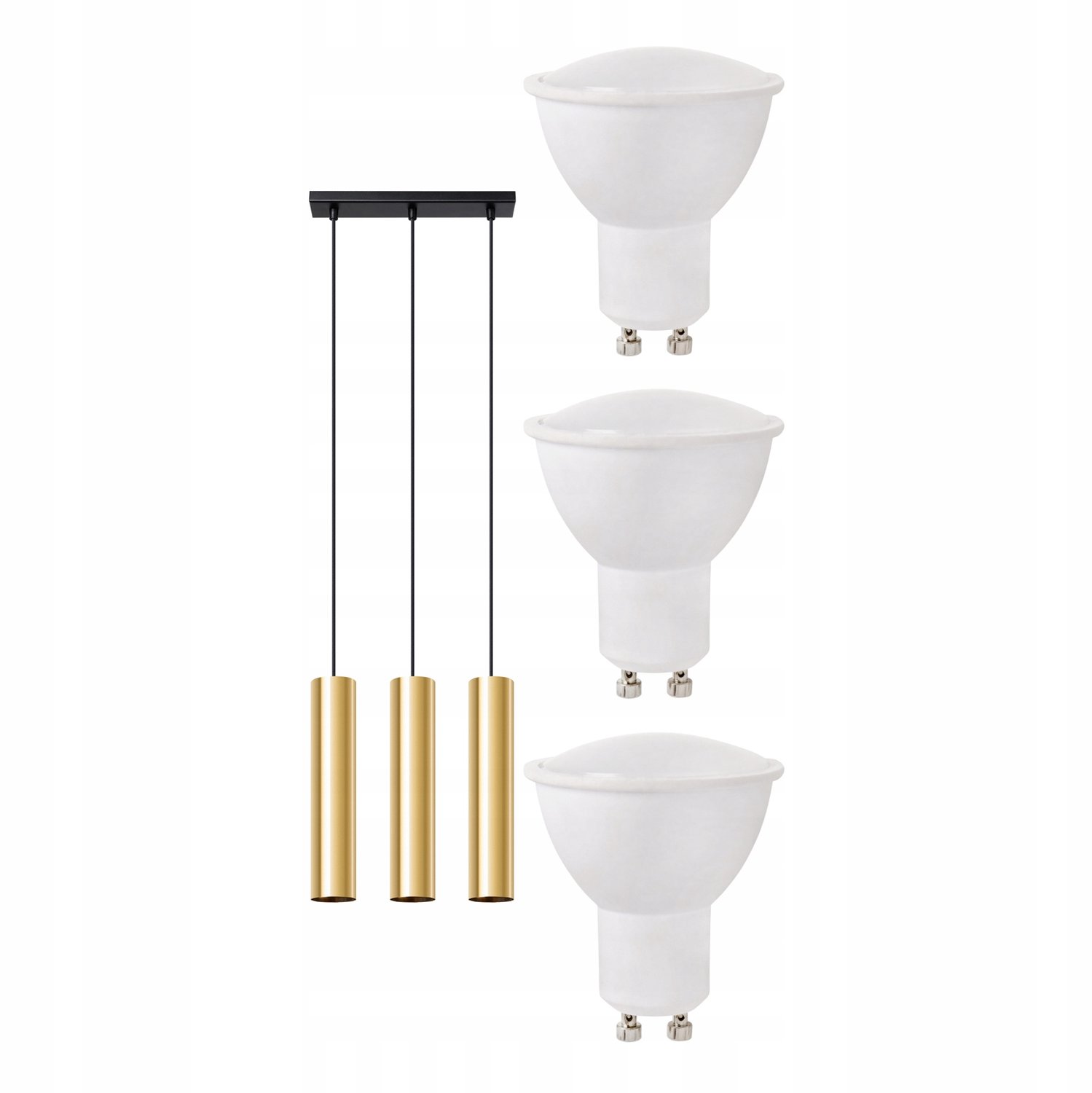 Moderne Zwarte & Gouden Hanglamp met 3 Spots, 45cm Breed