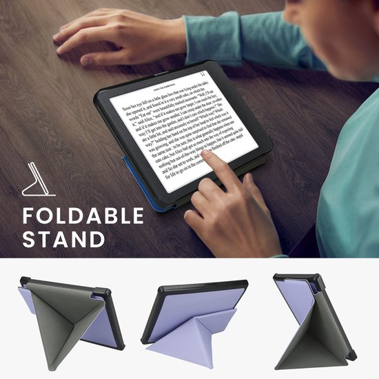 kwmobile e-reader hoesje geschikt voor Kobo Aura Edition 1 hoes - Ereader flip case met standaard - E reader cover van kunstleer - In lavendel — afbeelding 2