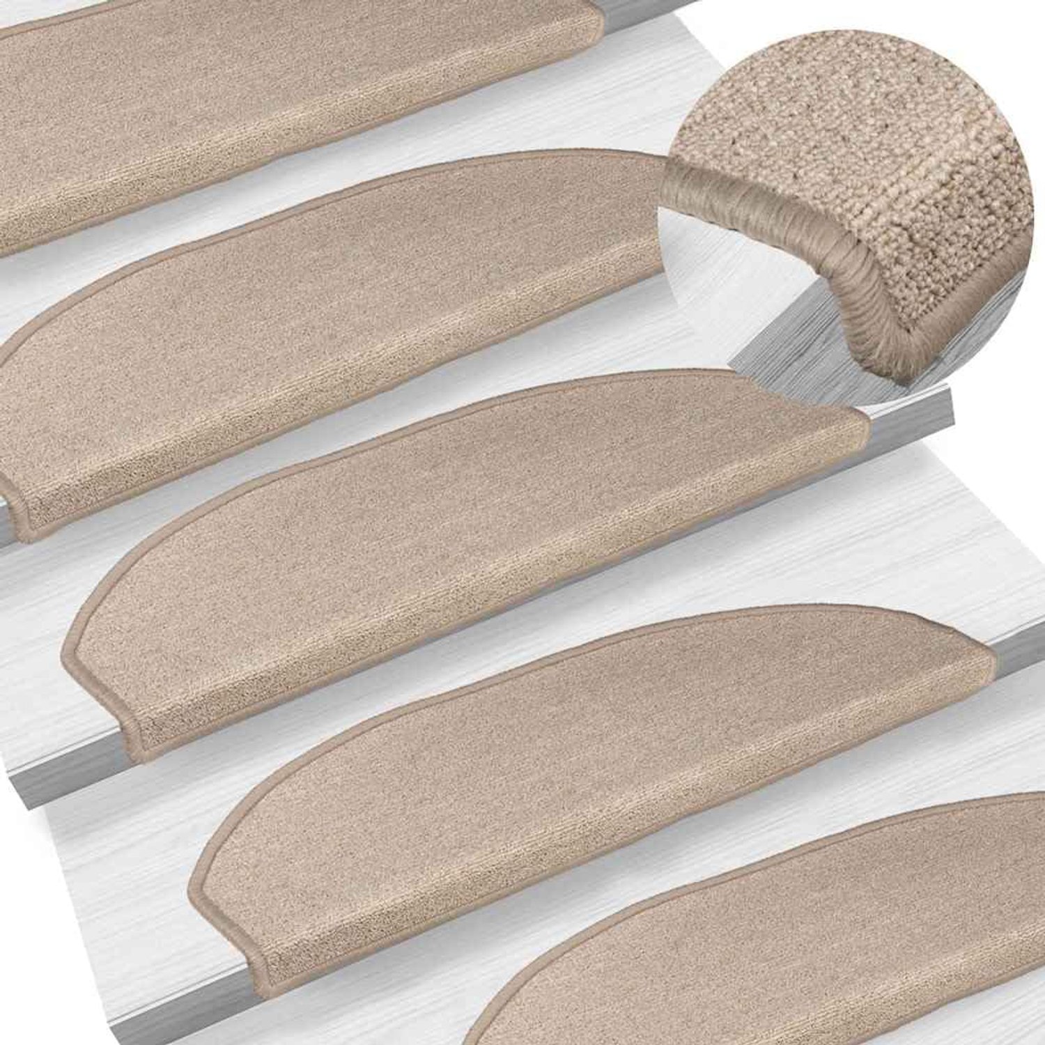 Trapmatten 15 STK. Halfrond taupe, 56x17x3 cm traptreden