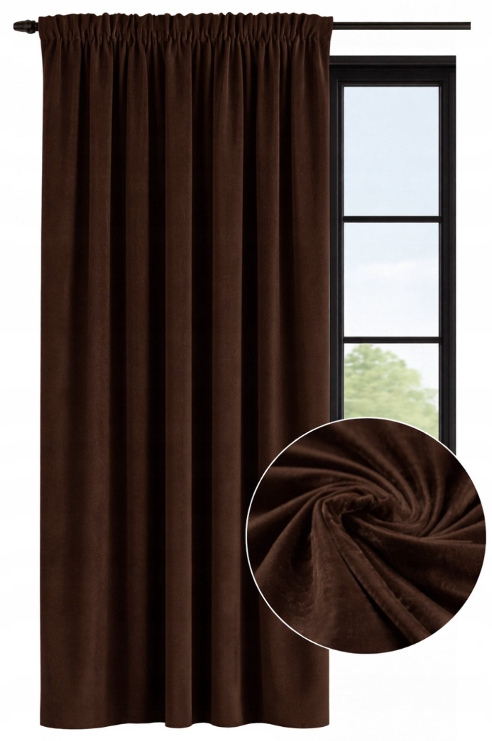 NOW-ART Bruine Velours Gordijn 140x160 cm - Kant-en-klaar met Gordijnband