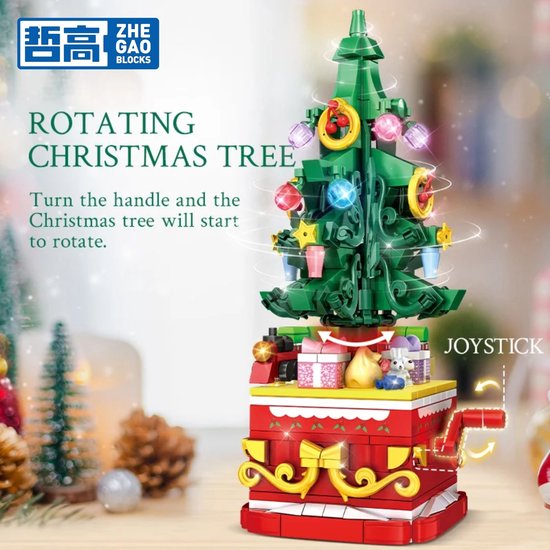 Zhe Gao 11149 Roteerbaar Kerstboom bouwset | Incl. mini kersttrein | Creator classic bouwpakket | Educatief speelgoed voor volwassenen & kinderen | Kerst bloemen decoratie geschenkset | Niet geschikt voor lego | Bouwdoos met 366 bouwstenen — cadeau in Spellen & Speelgoed - foto 2