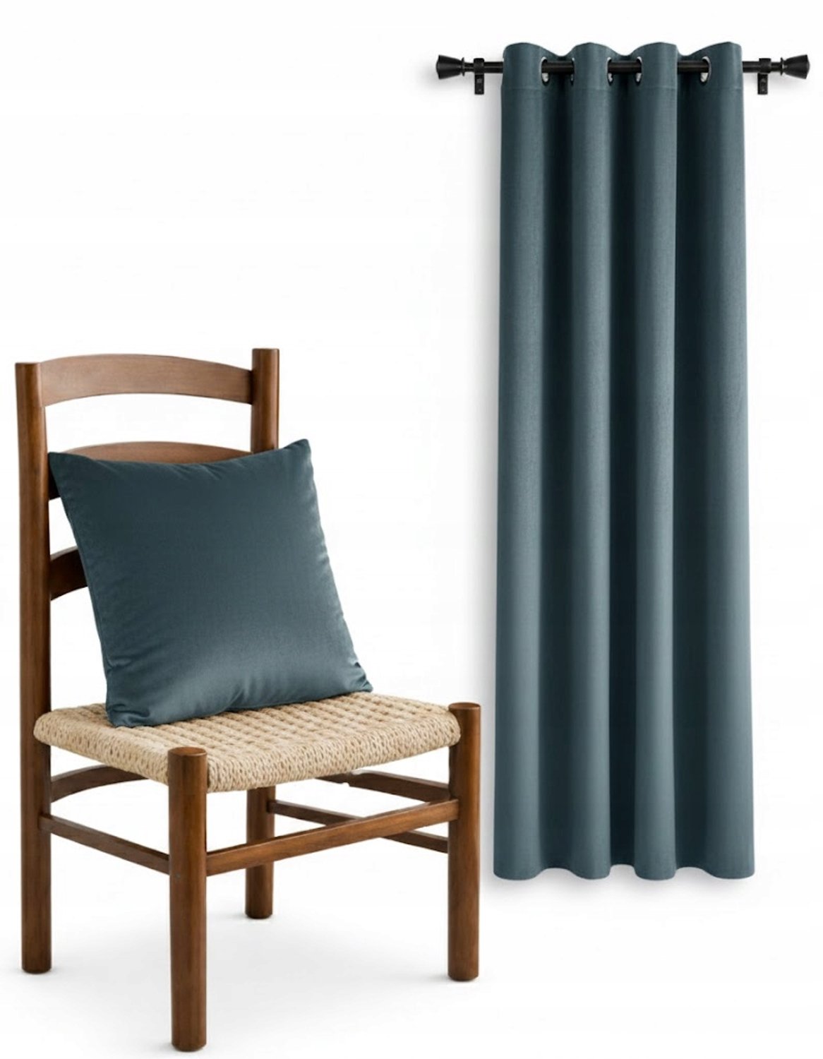 Velours Gordijn 140x250 cm + Kussenhoes 40x40 cm Donkerblauw