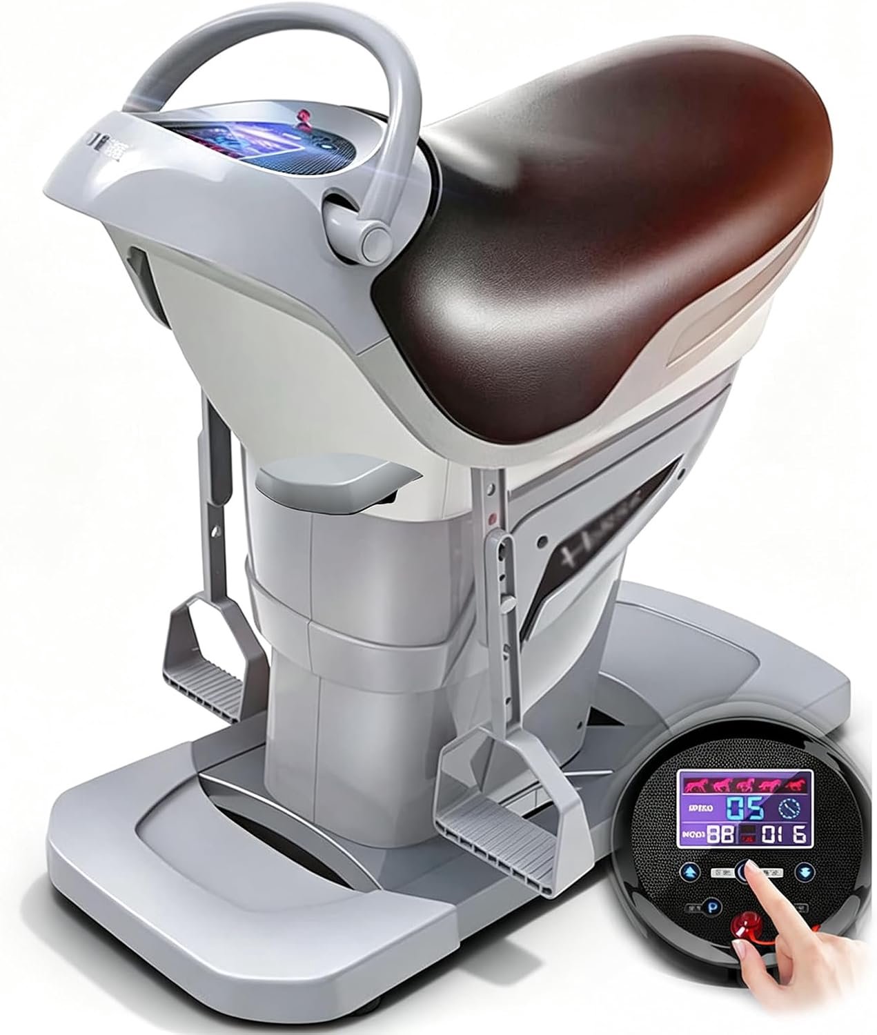 3d-paardrijtrainingsapparaat Met Lcd-scherm, 3 Programma's En 20 Snelheidsstanden, Ergonomisch Pu-zadel, Antislipmat, Zwart Of Zilver Grijs