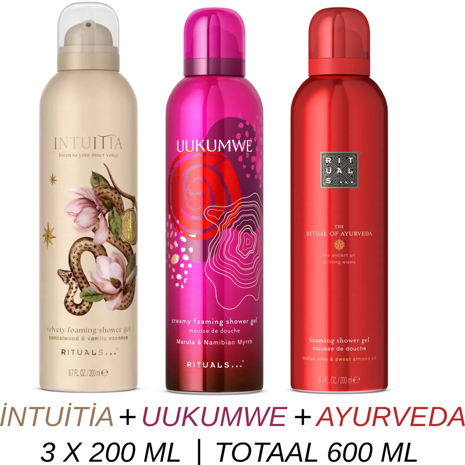 Rituals - Shower Gel Value Set - Intuitia + Uukumwe + Ayurveda - 3 x Shower Gel 200 ml = 600 ml - Douchegel - Doucheschuim