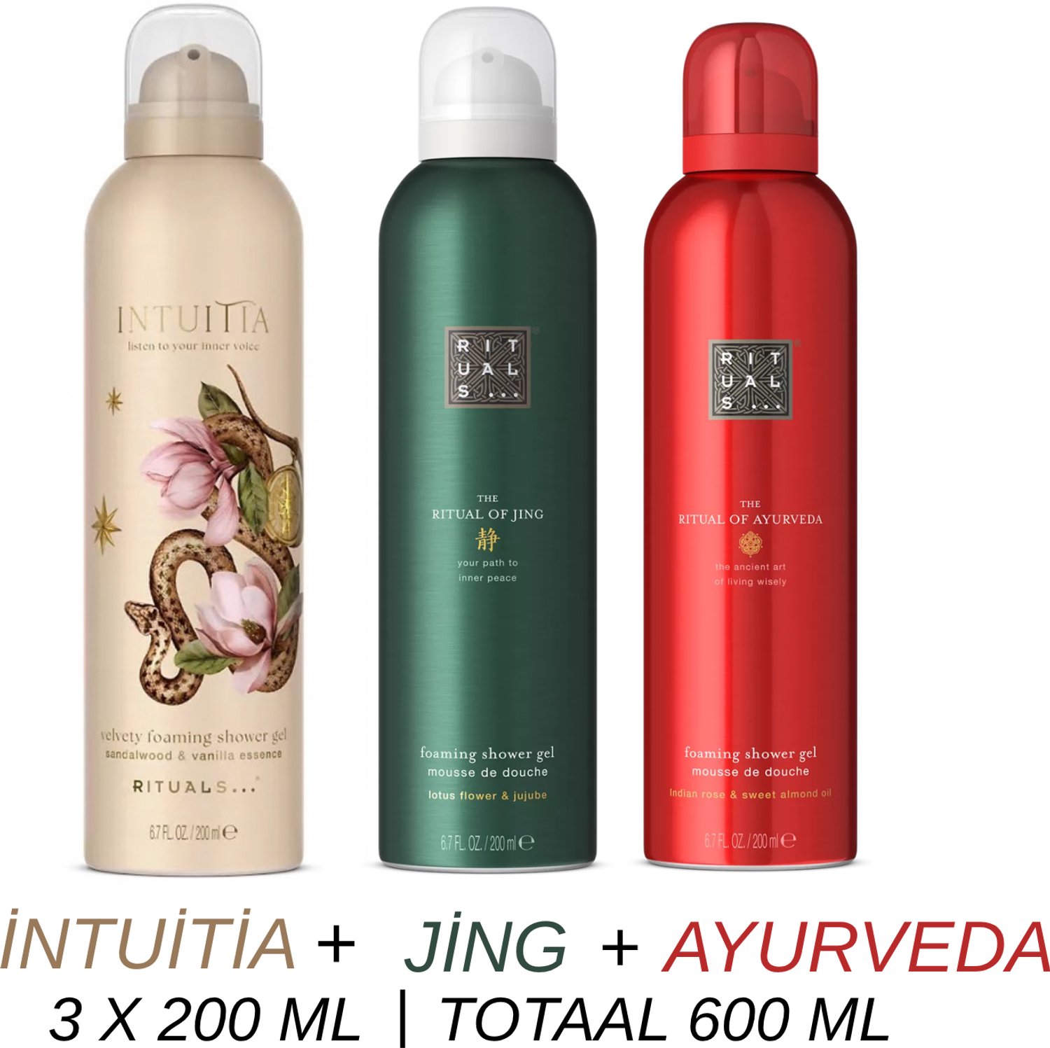 Rituals - Shower Gel Value Set - Intuitia + Jing + Ayurveda - 3 x Shower Gel 200 ml = 600 ml - Douchegel - Doucheschuim