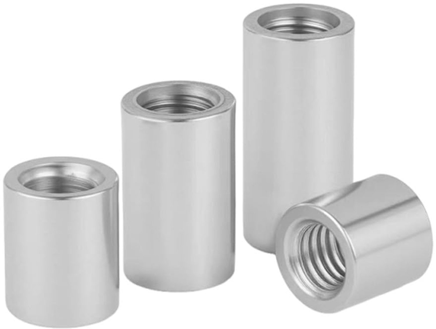Verbindingsmoeren M6 x 10 mm - Roestvrijstalen 304 Koppelingsmoer Schroefdraadmoffen Lange Ronde Moeren, 5 stuks