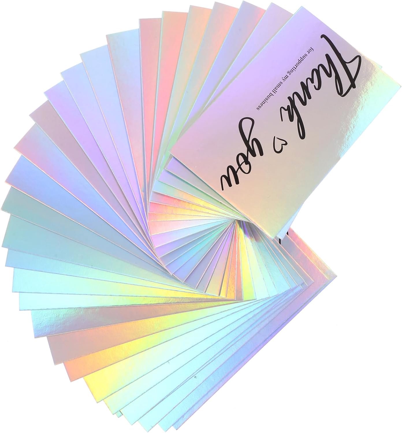 120Stuks Decoratieve Bedankkaartjes voor Klanten Stevige Holografische Wenskaarten met Persoonlijke Ruimte voor Berichten voor Online Salons Boetieks