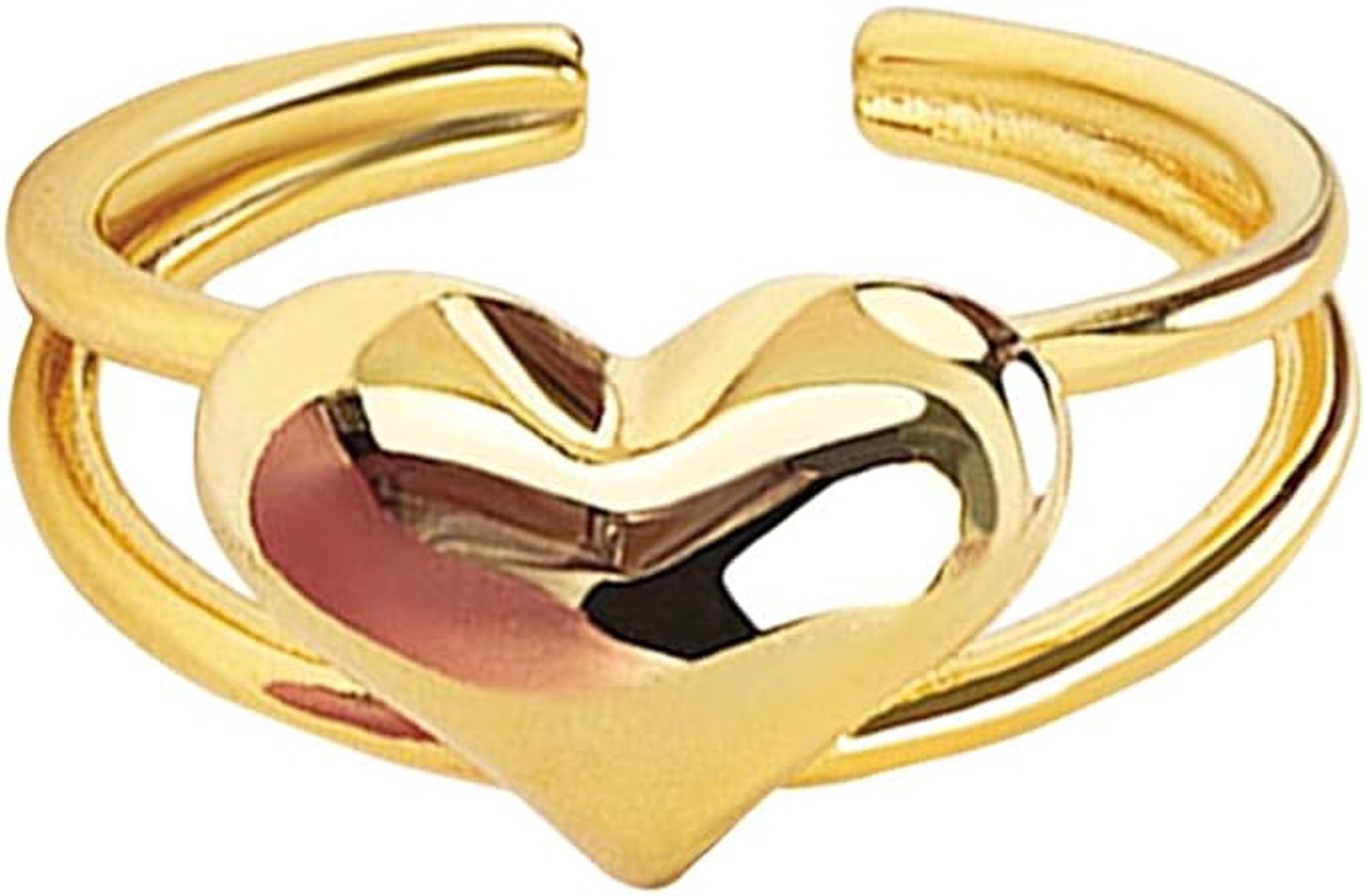 Tmperament Liefde Hartvormige Ring Opening Verstelbare Ring Valentijnsdag Meisjes Favoriete Gift, Glas Kristal