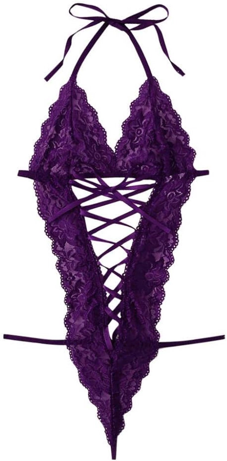 & cosplay voor volwassenen Porno Women Erotische Lingerie Deep V Halter Temptation Ondergoed Bandage Bh Erotic Porno Ladies-purple_L