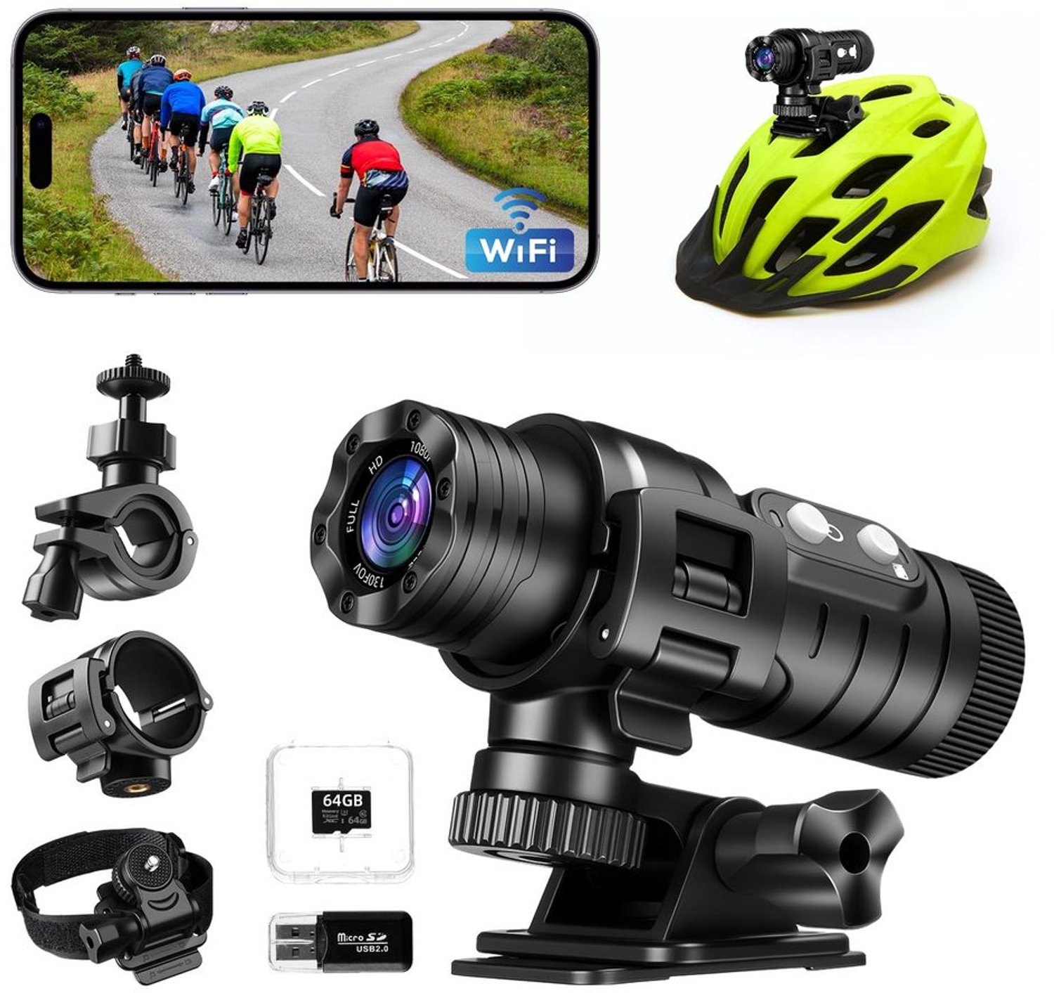 Professionele Motor Sportcamera met Wifi en IP66 Waterproof