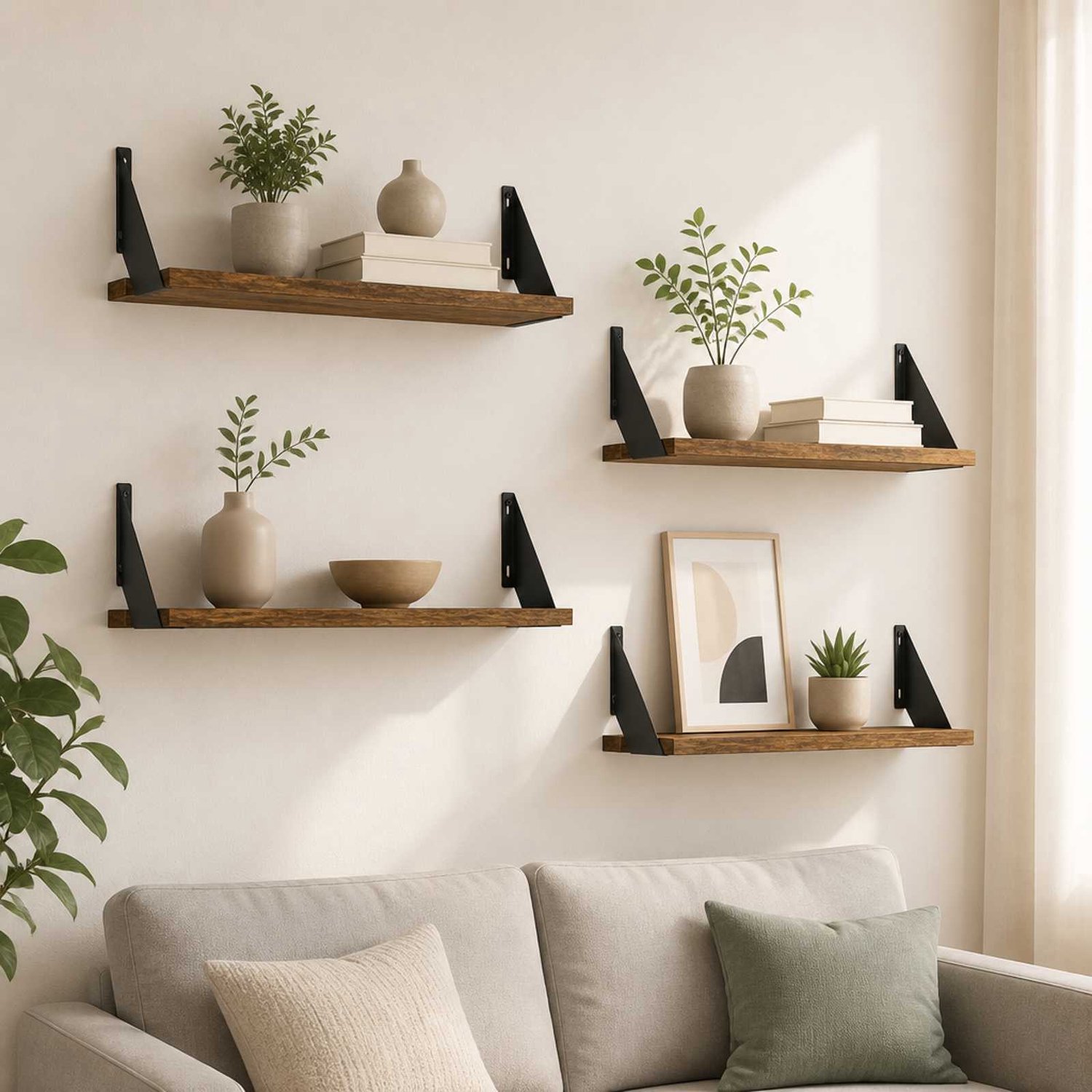 vidaXL Wandplanken - 4 - st - Gerookt - eiken - 50 - x - 20 - x - 17 cm Gerookt eiken