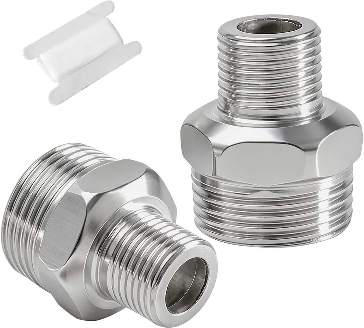 Verloopnippel G1" (Ø32,5 mm) x G1/2" (Ø20,3 mm) - roestvrij staal - met afdichtingsband - 2 stuks - Thijox