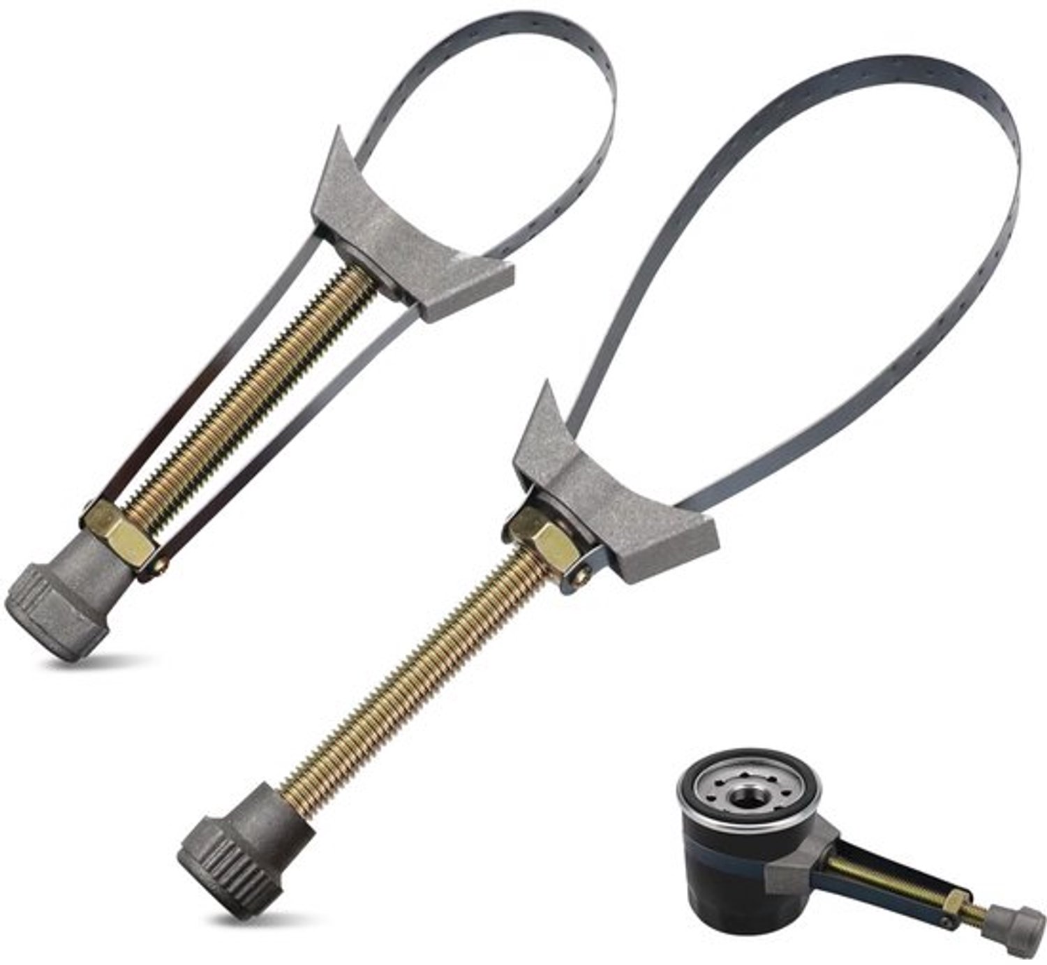 Oliefiltersleutel met metalen band, 2 stuks, oliefilter, demontage, gereedschapsriemen, sleuteldiameter instelbaar, verstelbaar 60-120 mm, oliefilterverwijderingsgereedschap voor auto