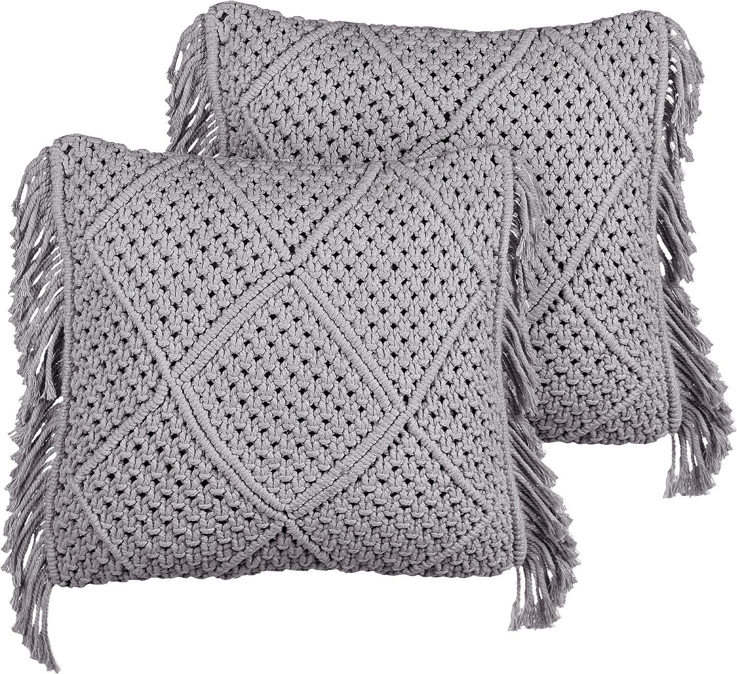 Beliani BESHAM - Sierkussen set van 2 - Grijs - 45 x 45 cm - Katoen