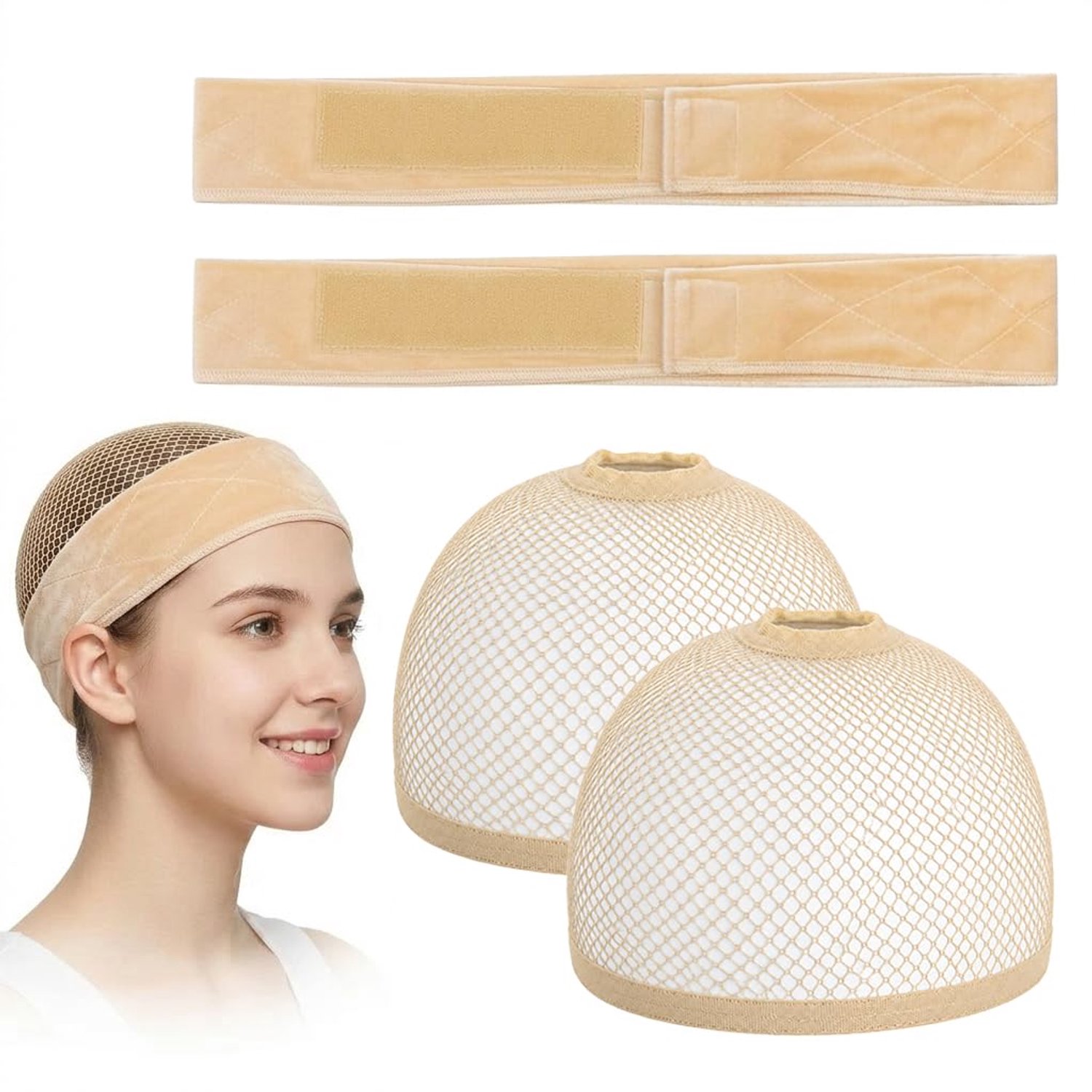Antislip Pruikband met Pruikkap, 4 Stuks