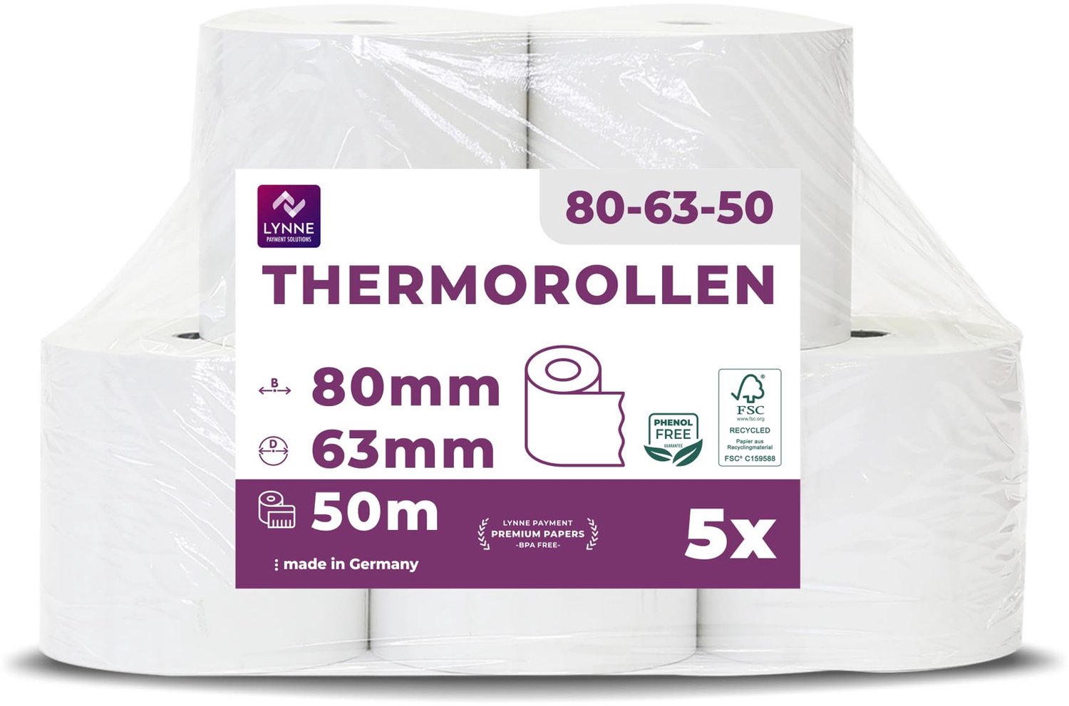 Thermische Rolletjes 80mm x 80m - BPA-vrij (5 stuks)