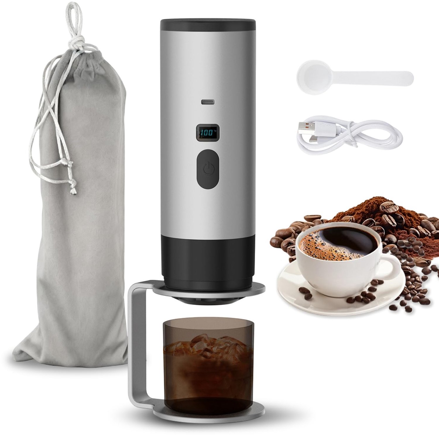Draagbare koffiezetter - 3-in-1 mini espresso machine met USB en capsules