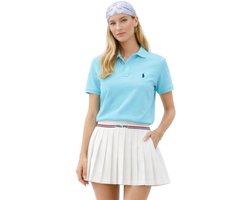 Ralph Lauren polo blauw van piqué met ponylogo voor dames - L