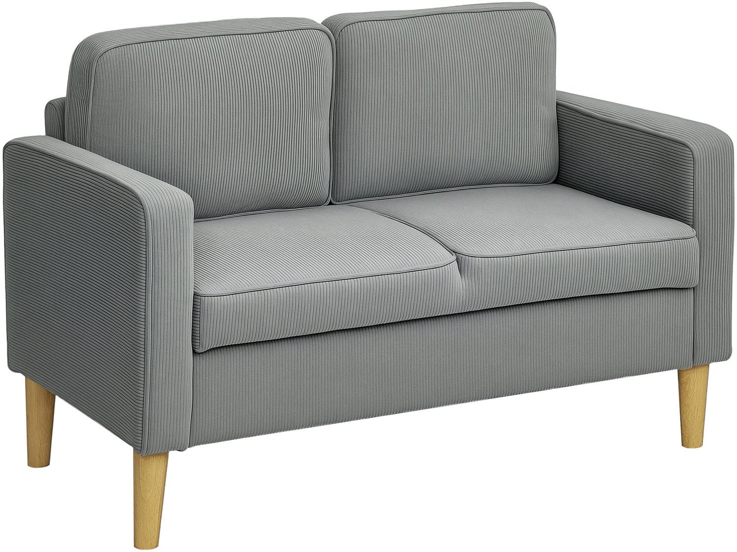 Homcom 2-zitsbank met corduroy bekleding - Loveseat, sofa met opbergruimte - Lichtgrijs Hellgrau