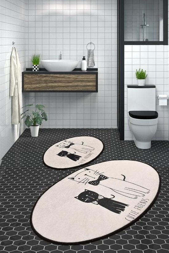 Nerge.be | Little Cats – 60×100 – 50×60 | 1 Set, 2 Sets Badkamerkleden en Matten Sets | Badmatten voor Bad Antislip | Badkamermatten | Antislip…
