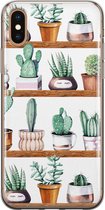 iPhone X/XS hoesje siliconen - Cactus - Soft Case Telefoonhoesje - Planten - Transparant, Groen