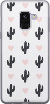 Samsung Galaxy A8 2018 hoesje siliconen - Cactus hartjes - Soft Case Telefoonhoesje - Planten - Zwart