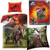 Dekbedovertrek Dino - Jurassic World - Dekbed jongens meisjes - 1persoons - 140x200 cm - incl. Sierkussen Dinosaurus