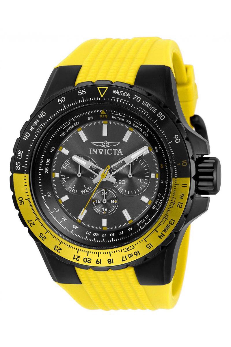 Invicta Aviator 33038 Heren Horloge - Waterdicht - Analoog - Quartz Uurwerk - Roestvrij Staal met zwarte Wijzerplaat - 50mm