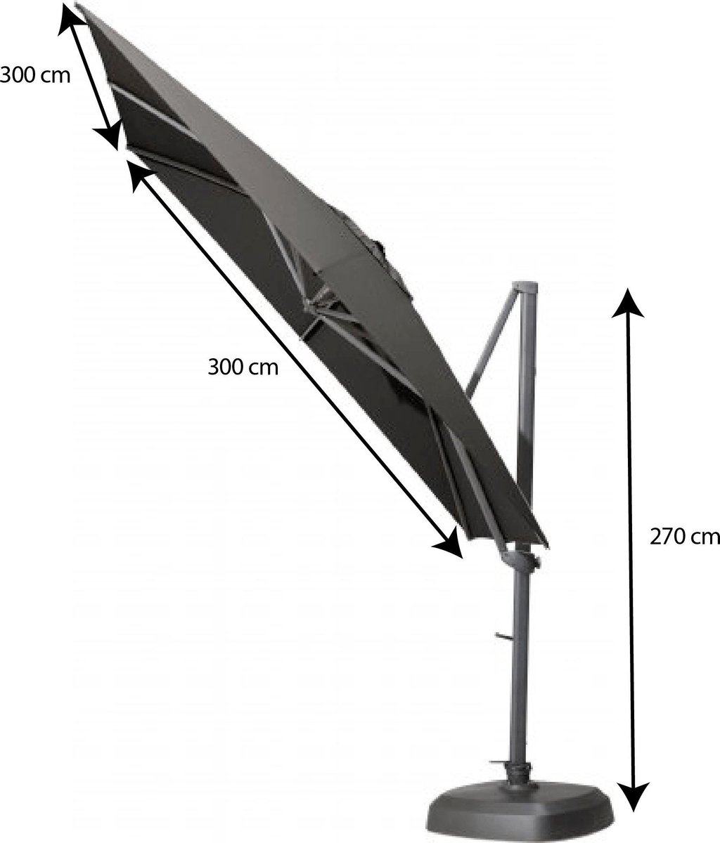 4 Seasons Outdoor Siesta Premium zweefparasol 300 x 300 cm - charcoal