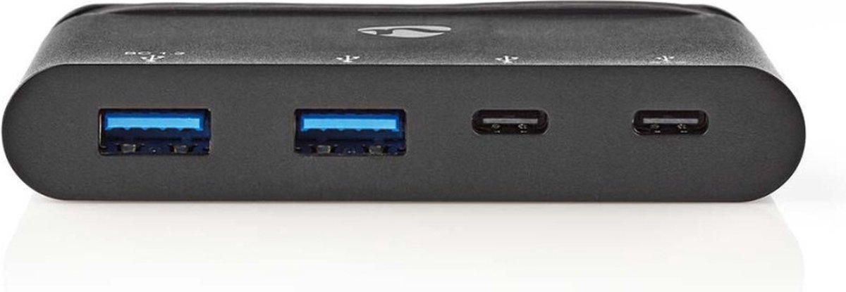 Nedis Computer Hub USB-C™ 2x USB-C™ / 2x USB 3.0 (5 G) Power Delivery: 100 W Zwart