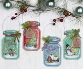 Borduurpakket Christmas jar Ornaments - Kerstpot Ornamenten van dimensions
