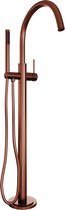 Brauer Copper Edition Staande Badkraan - handdouche staaf 1 stand -2 gladde knoppen - PVD - geborsteld koper