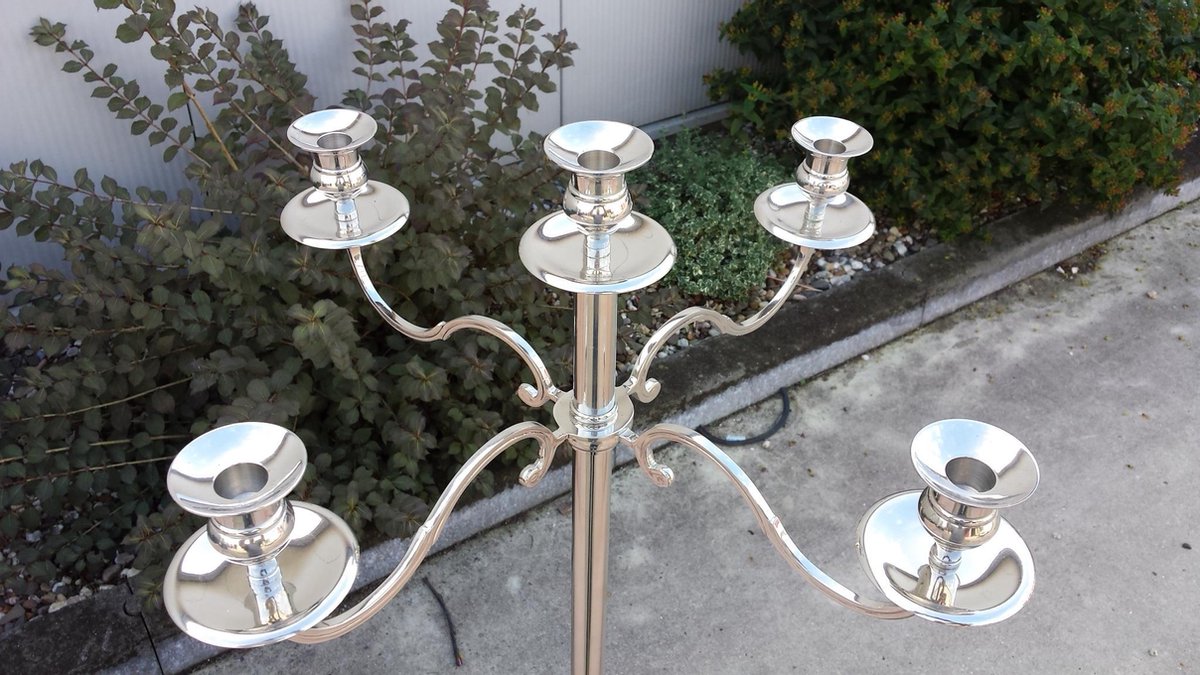 Verchroomde kandelaar 5 kaarsen in 90 150 cm hoog op te bouwen | bol.com