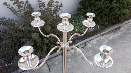 Verchroomde kandelaar voor 5 kaarsen in 90 en 150 cm hoog op te bouwen |  bol.com
