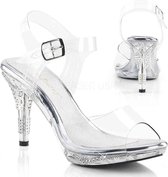 Fabulicious Sandaal met enkelband -37 Shoes- IRIS-408 US 7 Zilverkleurig/Transparant