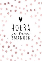 Ansichtkaart - A6 - 10x15cm - Roze Wit Stip - Zwanger - Hoera je bent zwanger! - 1 stuk
